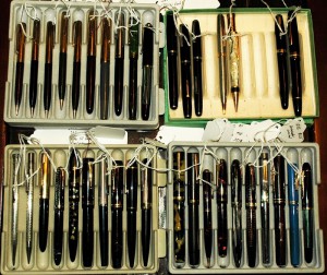 Here are three trays of new fountain pens for this website. Most of them are already fully restored!